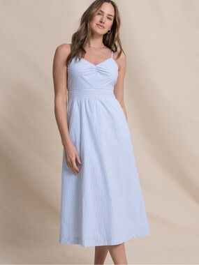 Southern Tide Cami Seersucker Dress Color COLOR Ocean Channel Size Small